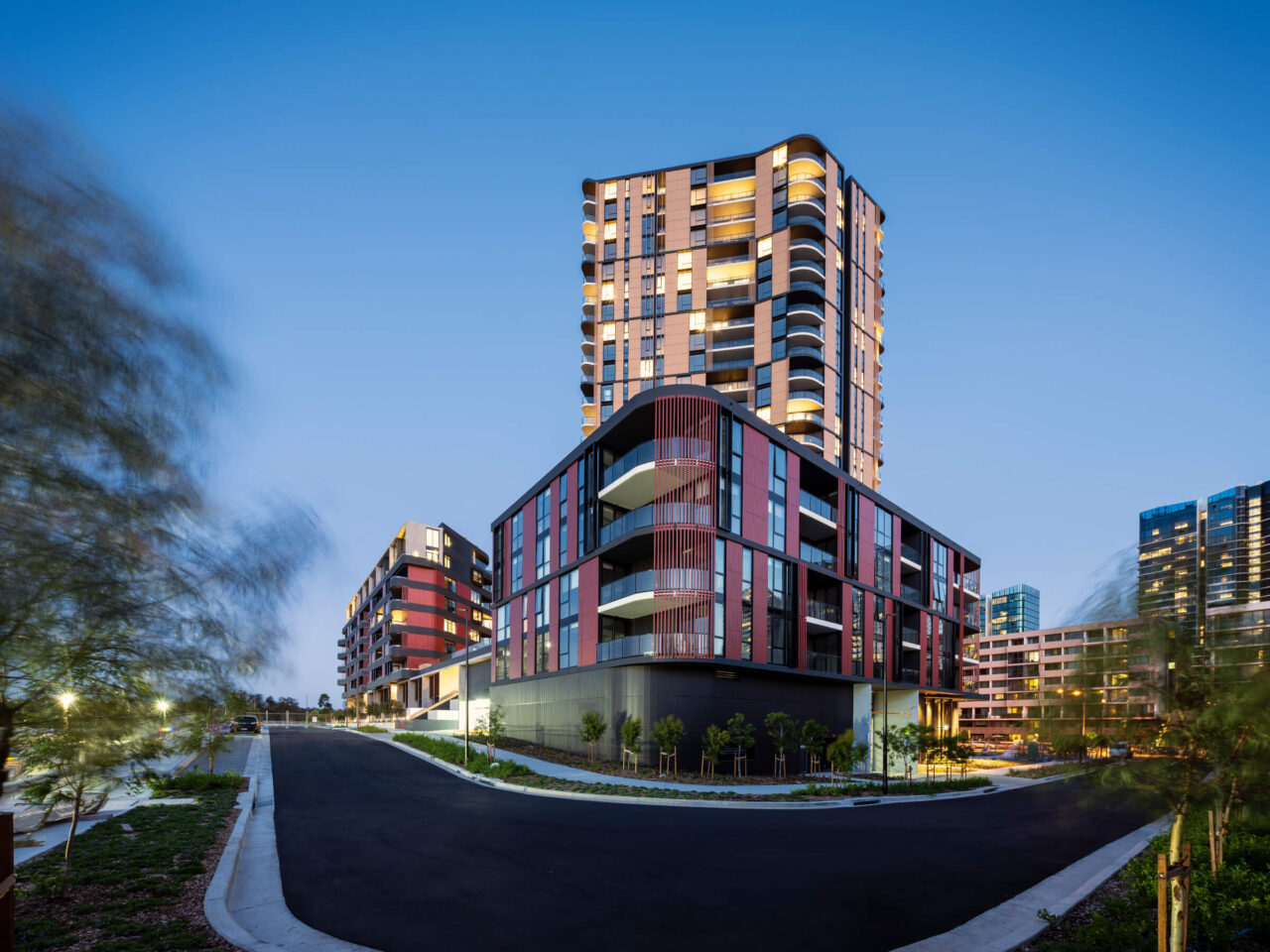 Tonality Facades Reference: Australia Sanctuary Ceramic Facade Front View Night